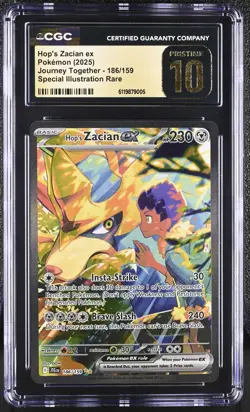 HOPS ZACIAN EX 186/159 CGC PRISTINE 10 JOURNEY TOGETHER SIR POKEMON 2025 - Image 1