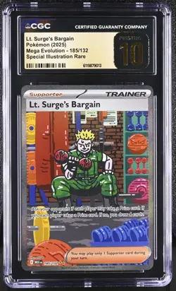 Pokemon Lt. Surge's Bargain Mega Evolution 185/132 CGC 10 PRISTINE - Image 1
