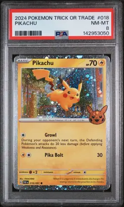 2024 POKEMON TRICK OR TRADE #018 PIKACHU PSA 8 - Image 1