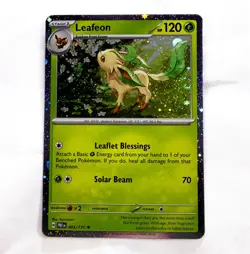 Pokemon TCG Leafeon 005/131 Prismatic Evolutions PERFECT Cosmos Holo Rare - Image 2