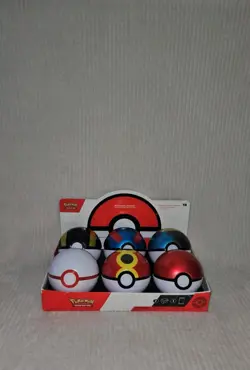Pokemon (EMPTY) Poke Ball collectible set of 6 balls with display and stickers - Image 1