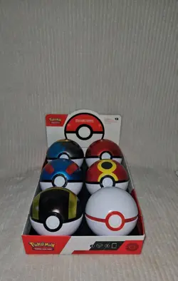 Pokemon (EMPTY) Poke Ball collectible set of 6 balls with display and stickers - Image 2