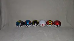 Pokemon (EMPTY) Poke Ball collectible set of 6 balls with display and stickers - Image 3