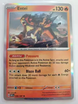 Entei 030/197 Sv03: Obsidian Flames Holo NM Pokemon TCG - Image 1