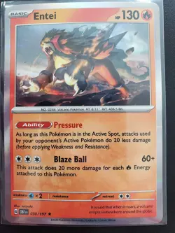 Entei 030/197 Sv03: Obsidian Flames Holo NM Pokemon TCG - Image 4