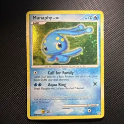 2007 Pokemon Diamond & Pearl Manaphy Holo #9/130 Heavy Play with Swirls - Image 1
