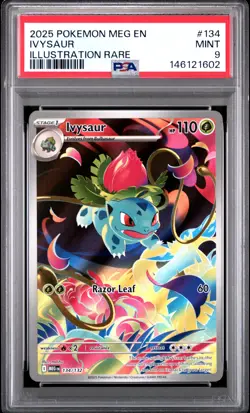 2025 POKEMON MEG EN-MEGA EVOLUTION ILLUSTRATION RARE #134 IVYSAUR PSA 9 - Image 1