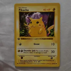 Pokemon Pikachu 1st Edition Base Set Shadowless 058/102 Common TCG Card - Image 1