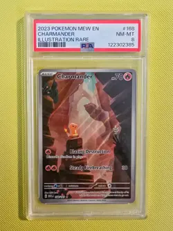 2023 Pokemon Charmander Illustration Rare 168/165 – Scarlet & Violet 151 – PSA 8 - Image 1