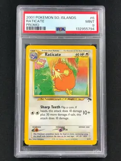 Pokemon 2001 Raticate 6/18 Islands Promo PSA 9 Mint - Image 1