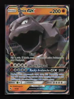 Onix GX 36/68 Holo Rare GX Hidden Fates Pokemon Near Mint - Image 1