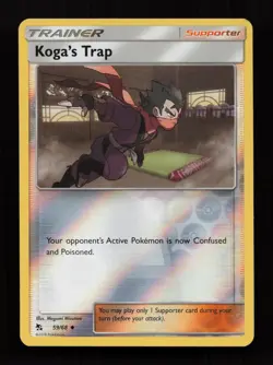 Koga's Trap 59/68 Uncommon Hidden Fates Pokemon Reverse Holo Near Mint - Image 1