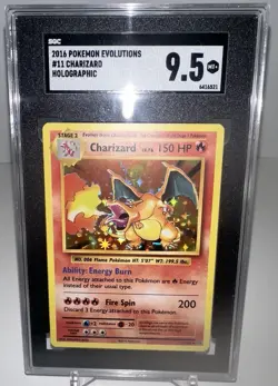 2016 POKEMON XY EVOLUTIONS CHARIZARD - HOLOGRAPHIC HOLO - #11 RARE SGC 9.5 MINT+ - Image 1