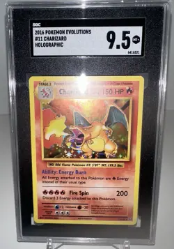 2016 POKEMON XY EVOLUTIONS CHARIZARD - HOLOGRAPHIC HOLO - #11 RARE SGC 9.5 MINT+ - Image 2