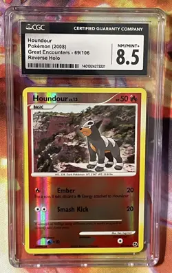 2008 Pokemon Great Encounters #69/106 Houndour Reverse Holo CGC 8.5 NM-MT+ - Image 1