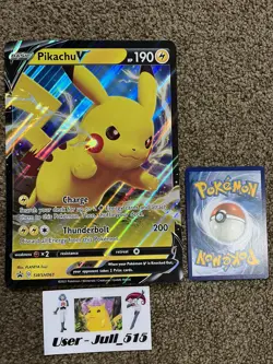 Pokemon TCG Pikachu V Sword & Shield SWSH061 Holo Jumbo Black Star Promo - Image 1