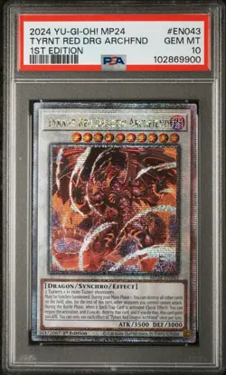 2024 PSA 10 YUGIOH 25TH 1ST ED QCR SECRET RARE TYRANT RED DRAGON ARCHFIEND 🔥 - Image 1