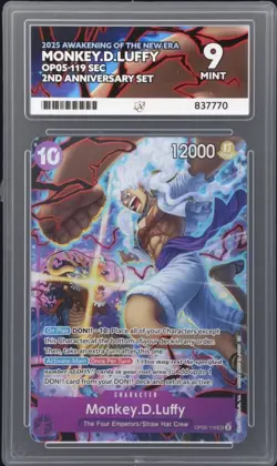 2025 ONE PIECE OP05 119 MONKEY D LUFFY ENGLISH 2ND ANNIVERSARY SET PROMO ACE 9 - Image 1