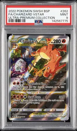 2022 POKEMON SWSH BLACK STAR PROMO #262 FULL ART/CHARIZARD VSTAR PSA 9 - Image 1