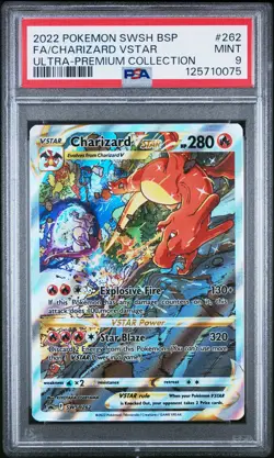 2022 POKEMON SWSH BLACK STAR PROMO #262 FULL ART/CHARIZARD VSTAR PSA 9 - Image 1