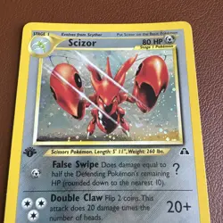 Scizor 10/75 1st Edition Holo Pokemon Neo Discovery Pokemon Card TCG LP - Image 2