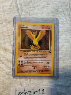 Pokemon Moltres Fossil Holo Rare Card 12/62 1999 Base Set - Image 2