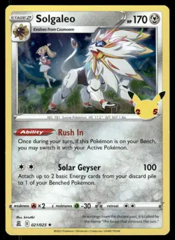 Pokemon Cards Solgaleo 021/025 Celebrations Holo Rare NM *2 - Image 1