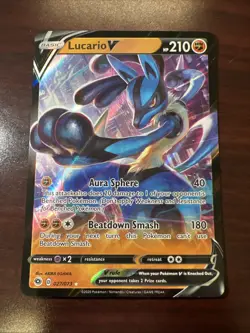 LUCARIO HOLO 2020 POKEMON V #27/73 Champion's Path Card TCG MT+ - Image 1