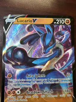 LUCARIO HOLO 2020 POKEMON V #27/73 Champion's Path Card TCG MT+ - Image 3