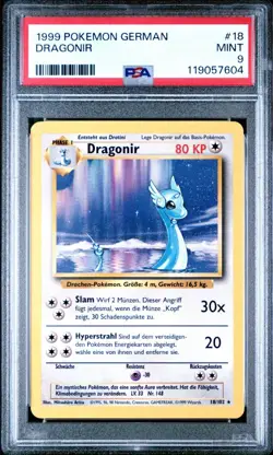 Unlimited German Dragonair 18/102 Dragonir Rare Pokemon Card Base Set PSA 9 - Image 1