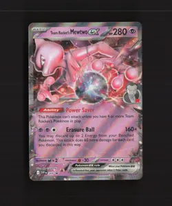 Team Rocket's Mewtwo ex 205 Scarlet & Violet Black Star Promo Pokemon Card LP - Image 1