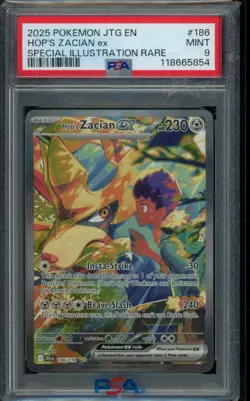 2025 POKEMON JOURNEY TOGETHER HOP'S ZACIAN EX SPECIAL ILLUSTRATION RARE PSA 9 - Image 1