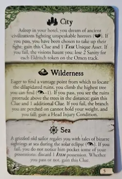 Encounter Card From Eldritch Horror Game City Wilderness Sea 24 Count - Image 1