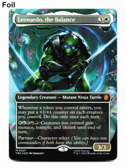 Leonardo, the Balance Borderless FOIL Commander: Teenage Mutant Ninja Turtle MTG - Image 1
