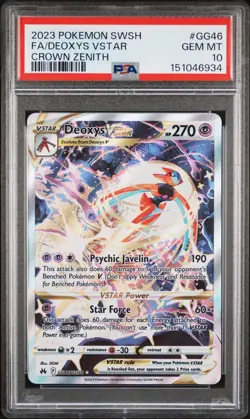 2023 POKEMON SWORD & SHIELD CROWN ZENITH #GG46 FULL ART/DEOXYS VSTAR PSA 10 - Image 1