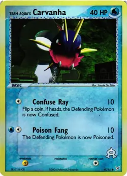 Pokemon TCG Team Aqua's Carvanha Team Magma vs Team Aqua 47/95 Reverse Holo VLP - Image 1