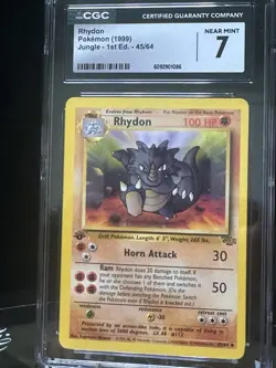 Pokemon TCG Rhydon 45/64 Jungle 1st Edition Uncommon CGC 7 100 HP 1999 - Image 3