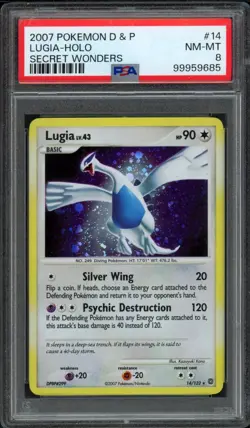 2007 Pokemon Secret Wonders Lugia 14/132 Holo PSA 8 NM-MT - Image 1