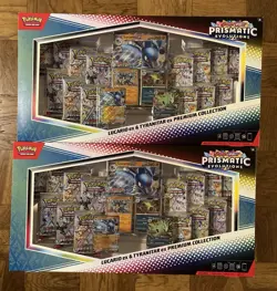 Pokemon TCG Prismatic Evolutions Lucario ex Tyranitar ex Premium Collection X2 - Image 1