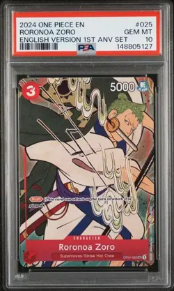2024 One Piece English Version 1st Anniversary Set Roronoa Zoro 025 PSA 10 - Image 1