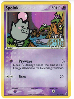 Spoink 62/100 EX Crystal Guardians Reverse Holo Common Stamped Pokemon Card - Image 1
