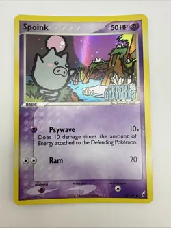 Spoink 62/100 EX Crystal Guardians Reverse Holo Common Stamped Pokemon Card - Image 3