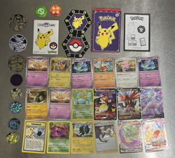 Pokemon Card and Coin Lot Misc Holos Vmax Zapdos Charizard Mewtwo Gyardos Match - Image 1