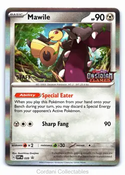 Mawile SVP039 - Obsidian Flames - STAFF Stamped Prerelease Pokemon Card - Image 1