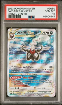 2023 POKEMON SWORD & SHIELD CROWN ZENITH #GG50 FULL ART/DARKRAI VSTAR PSA 10 - Image 1