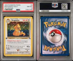 1999 Pokemon Fossil 1st Edition Dragonite Holo 4/62 PSA 8 - Image 2