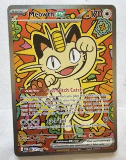 Pokemon Meowth EX Full Art Foil POR 121/088 Basic 170 HP Cat Card English - Image 1