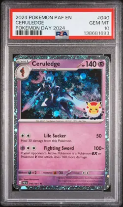 2024 POKEMON PAF EN-PALDEAN FATES POKEMON DAY 2024 #040 CERULEDGE PSA 10 - Image 1