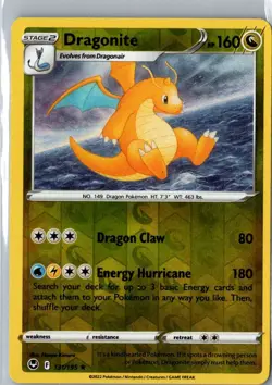 DRAGONITE 131/195 HOLO RARE SILVER TEMPEST POKEMON REVERSE HOLO NM - Image 1
