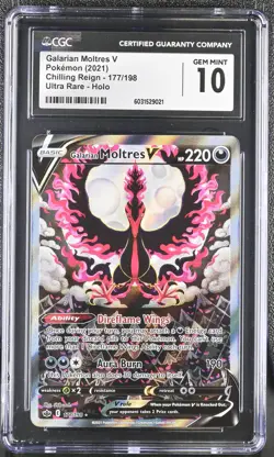 2021 Pokemon Chilling Reign #177/198 Galarian Moltres V CGC 10 - Image 1